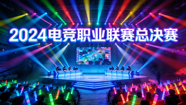 电竞职业联赛总决赛现场舞台灯光画面